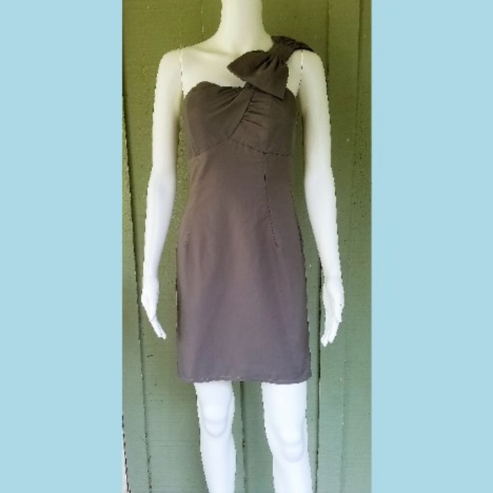 NWT VOOM by Joy Han Taupe One Shoulder Dress S